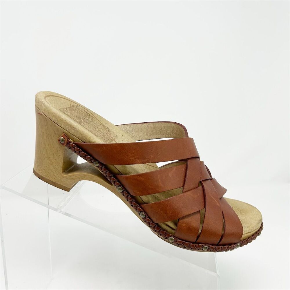 Dansko Tory Woven Brown Leather Wedge Sandals Size 41 (US 10.5-11) Clog Style